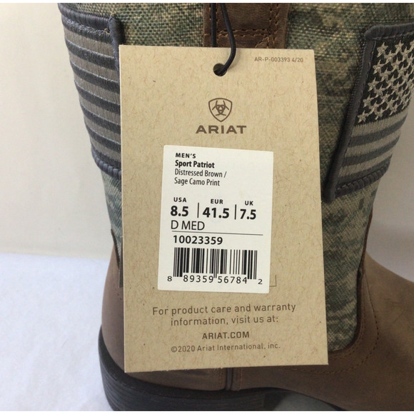 Ariat Mens Sport Patriot Western Boot Distressed Brown Sage Camo Size 8.5 main image 4